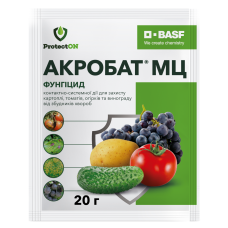Акробат МЦ ProtectON (Basf) фунгицид от альтернариоза, фитофтороза и ложной мучнистой росы, 20 г Акробат МЦ ProtectON (Basf) фунгицид от альтернариоза, фитофтороза и ложной мучнистой росы, 20 г